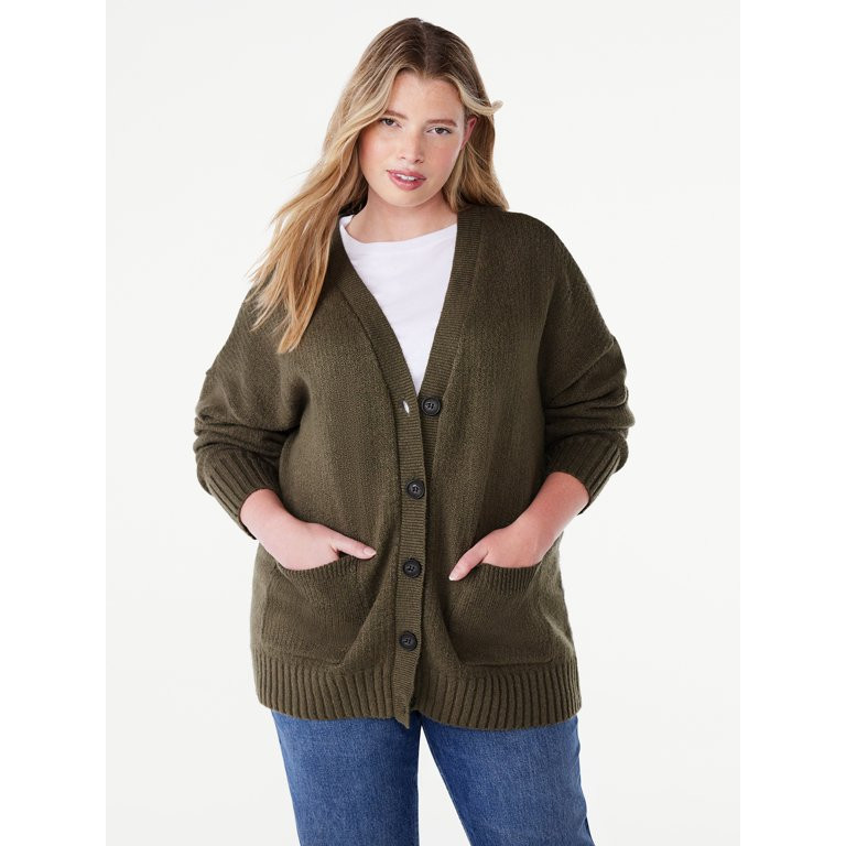 Free Assembly Women's Grandpa Cardigan Sweater, Midweight, Sizes XS-XXL | Walmart (US)