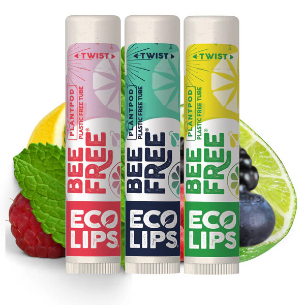 Vegan Bee Free® Plant Pod® Organic Lip Balm, 3 Pack Variety | Eco Lips