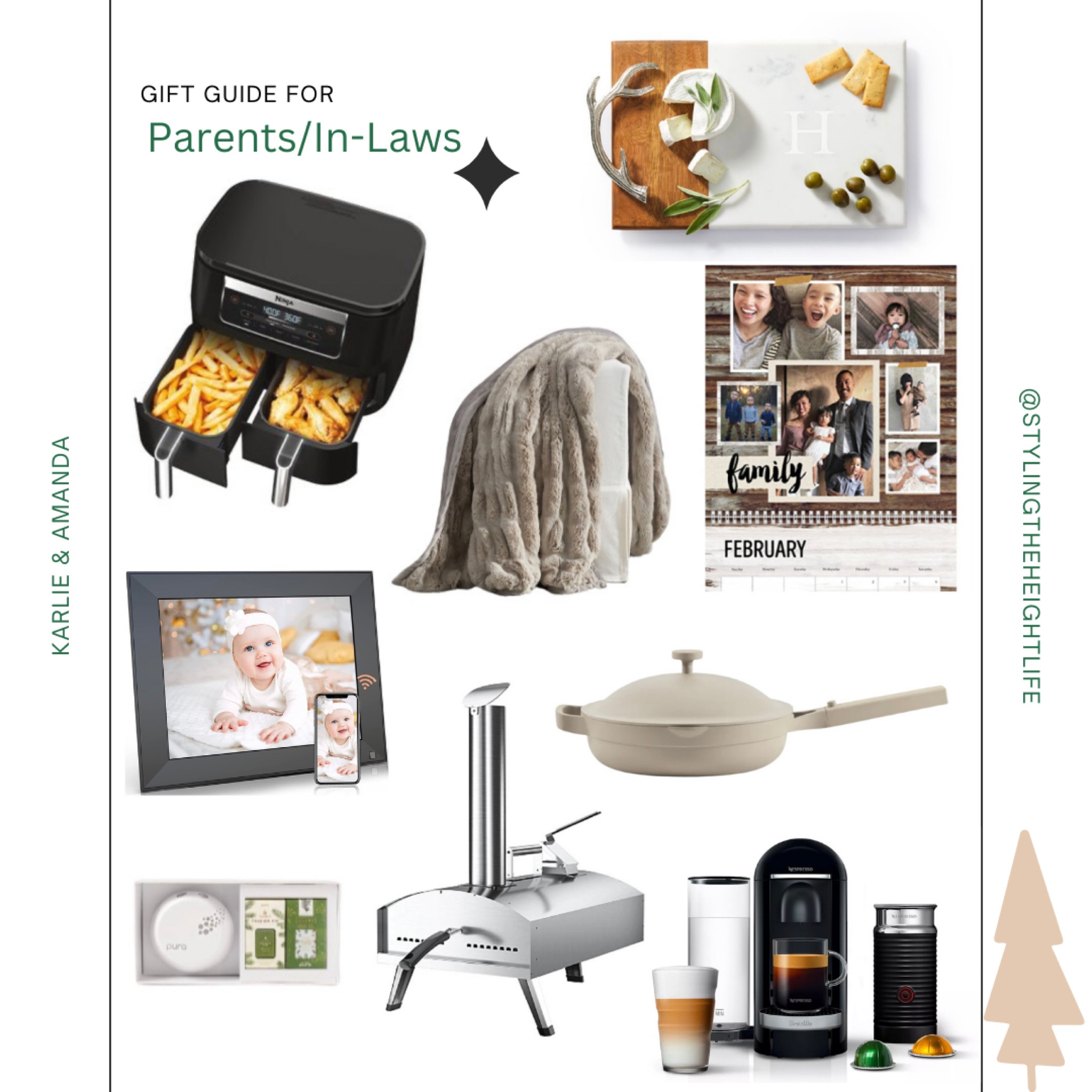 Gift guide Parents In-laws Ninja air fryer Digital picture frame Pura air freshener Outdoor pizza oven Amazon Kohls Target Our place Always pan Nespresso coffee bar Customized gift calendar wood and marble cheeseboard Faux fur ruched throw blanket Westinghouse wood pellet pizza oven Shutterfly 

#LTKfamily #LTKGiftGuide #LTKHoliday