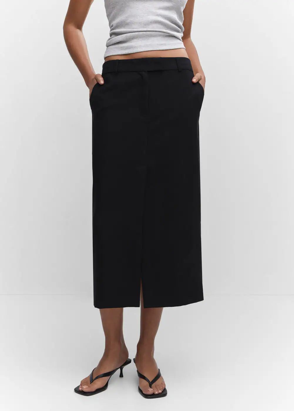 Lyocell skirt with slit | MANGO (US)
