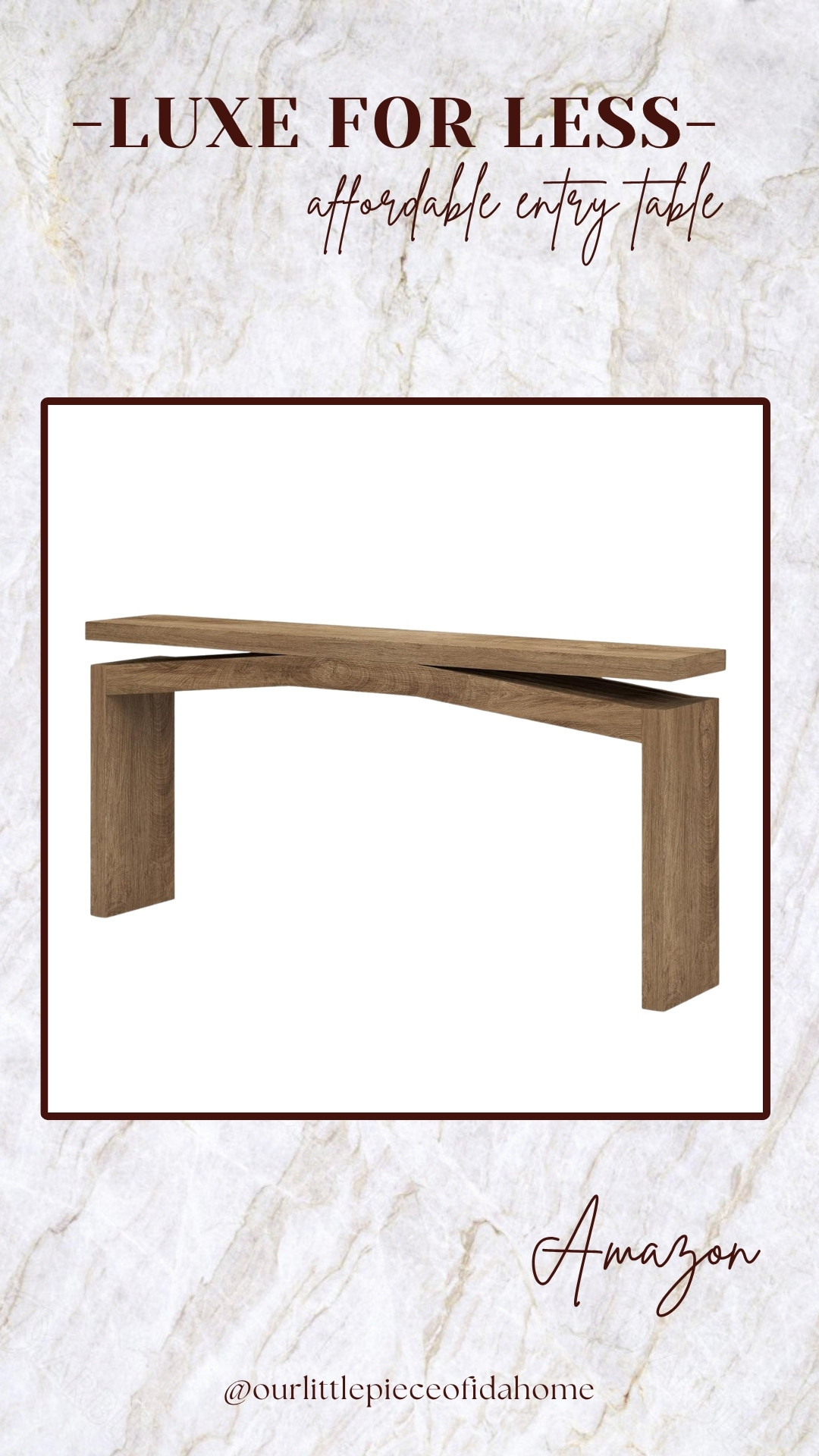 I’m linking this entry table because it gives a custom, sculptural look at a more accessible price. The layered wood design adds depth and makes even a simple entry feel more considered.

I like pieces like this that stand on their own but are easy to style with a lamp, tray, or greenery. It’s a clean, functional piece that elevates the space without overcomplicating it.
 @Amazon

 