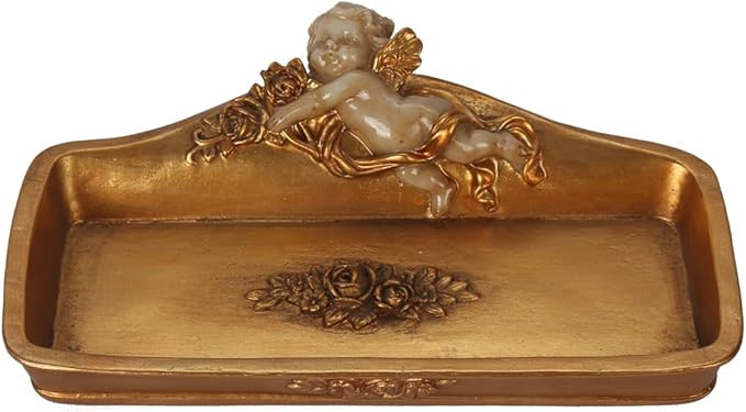 S-MANTIS Vintage Tray Antique Trinket Dish, Small Rectangular, Ring Holder With Cherub and Floral... | Amazon (US)