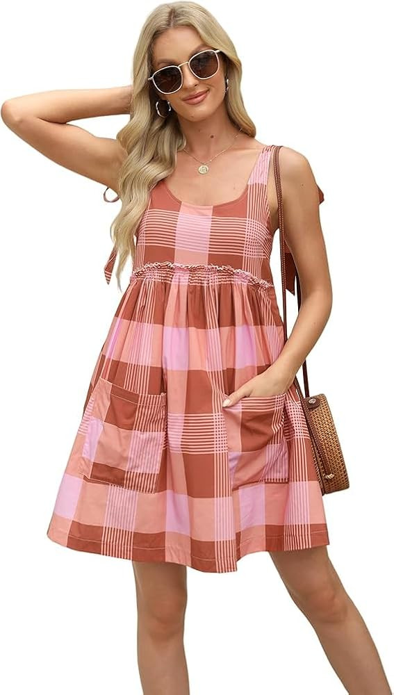 AMEBELLE Summer Mini Dresses for Women Casual Sleeveless Tank Dresses Crewneck Flowy Sundress wit... | Amazon (US)