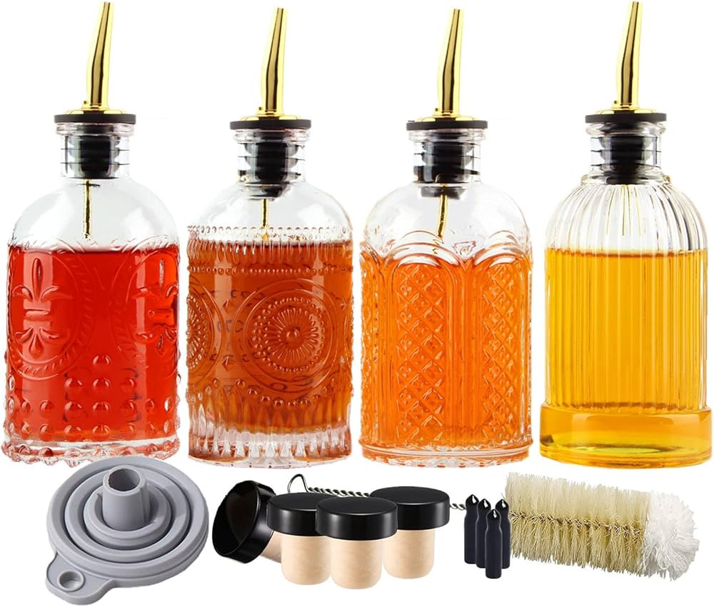 Shining Craft Coffee Syrup Dispenser Bottles Set 4 Packs 7 OZ Simple Small Syrup Bottles Set with... | Amazon (US)