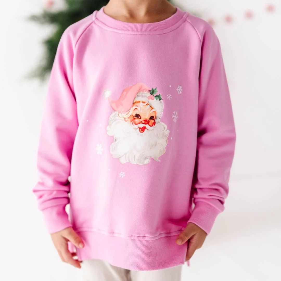 Pink Santa Crew Neck Sweatshirt- FINAL SALE | Bums & Roses