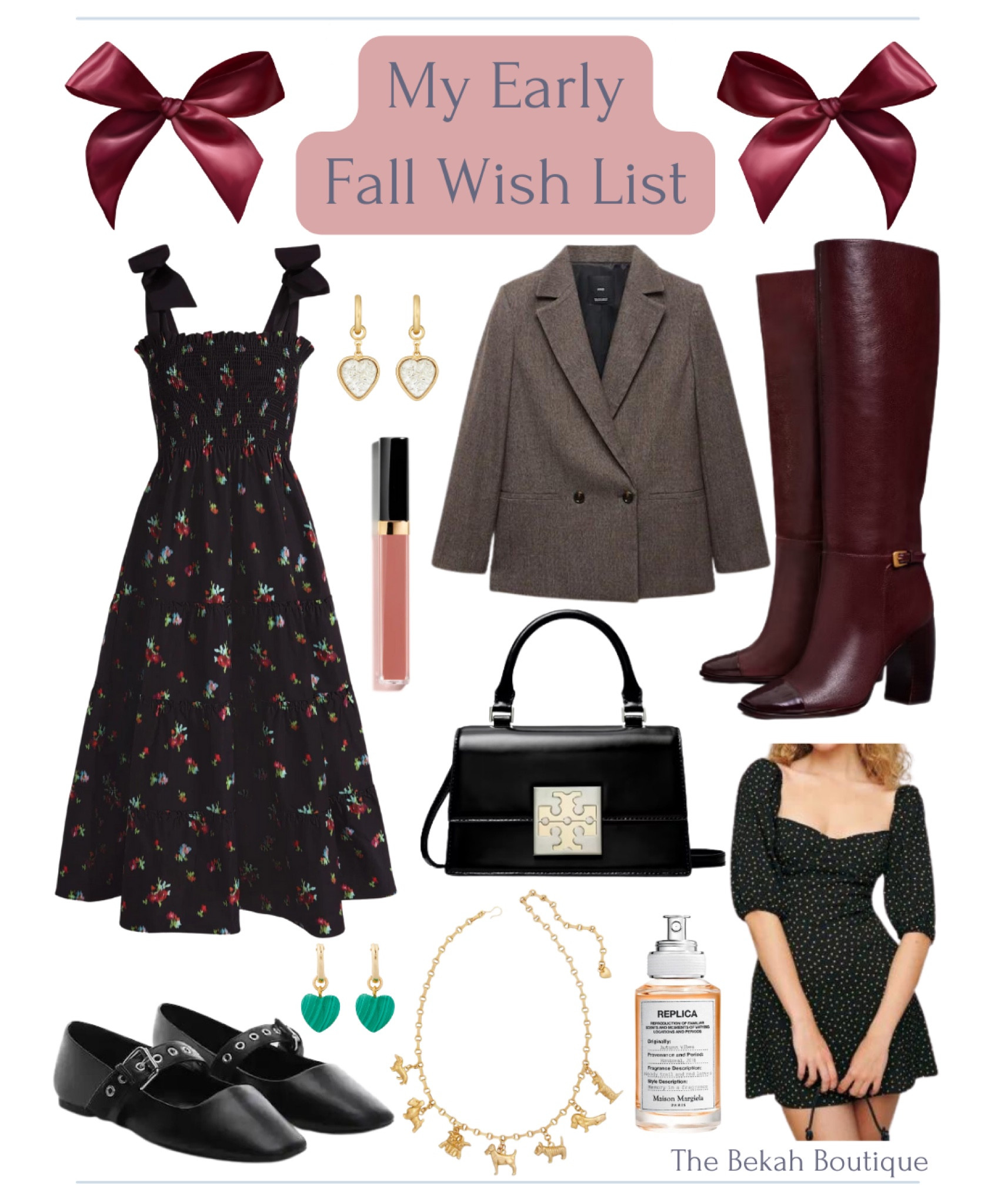 Fall is on the brain, and I’m starting to get so excited for the cooler months ahead! Bring on all the plaid blazers, leather boots, and moody dresses. 🍂🍎🍁🎃 Today on The Bekah Boutique, I’m sharing my early fall wish list full of pieces that have caught my eye for autumn. 

Fall outfit, fall style, fall dress, fall fashion, fall boots, fall blazer, fall bag, fall shoes, Ellie, nap dress, ribbon Ellie nap dress, hill house home, mango, checked plaid blazer, tory Burch, burgundy banana heel boots, top handle black bon bon handbag, reformation, kopa dress, buckle studded Mary Jane ballet flats, brinker & Eliza, must love dogs necklace

#LTKFind #LTKstyletip