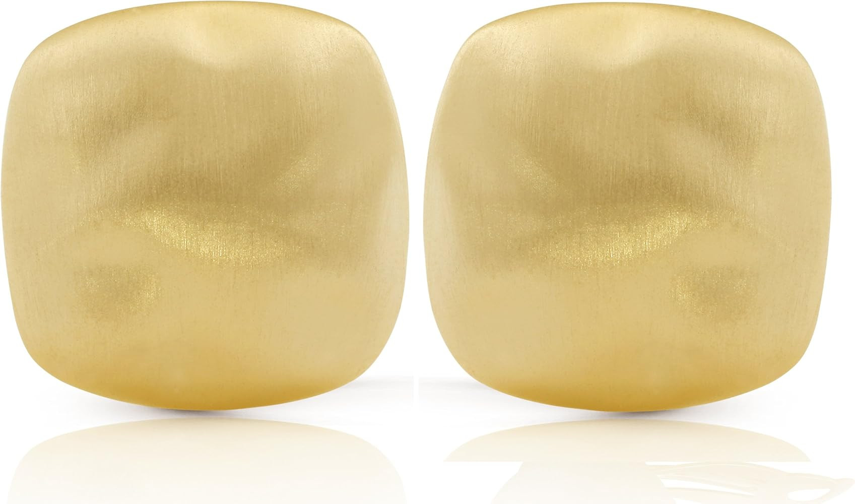 JanKuo Jewelry Gold Plated Large Square Matte Finish Clip On Earrings | Amazon (US)