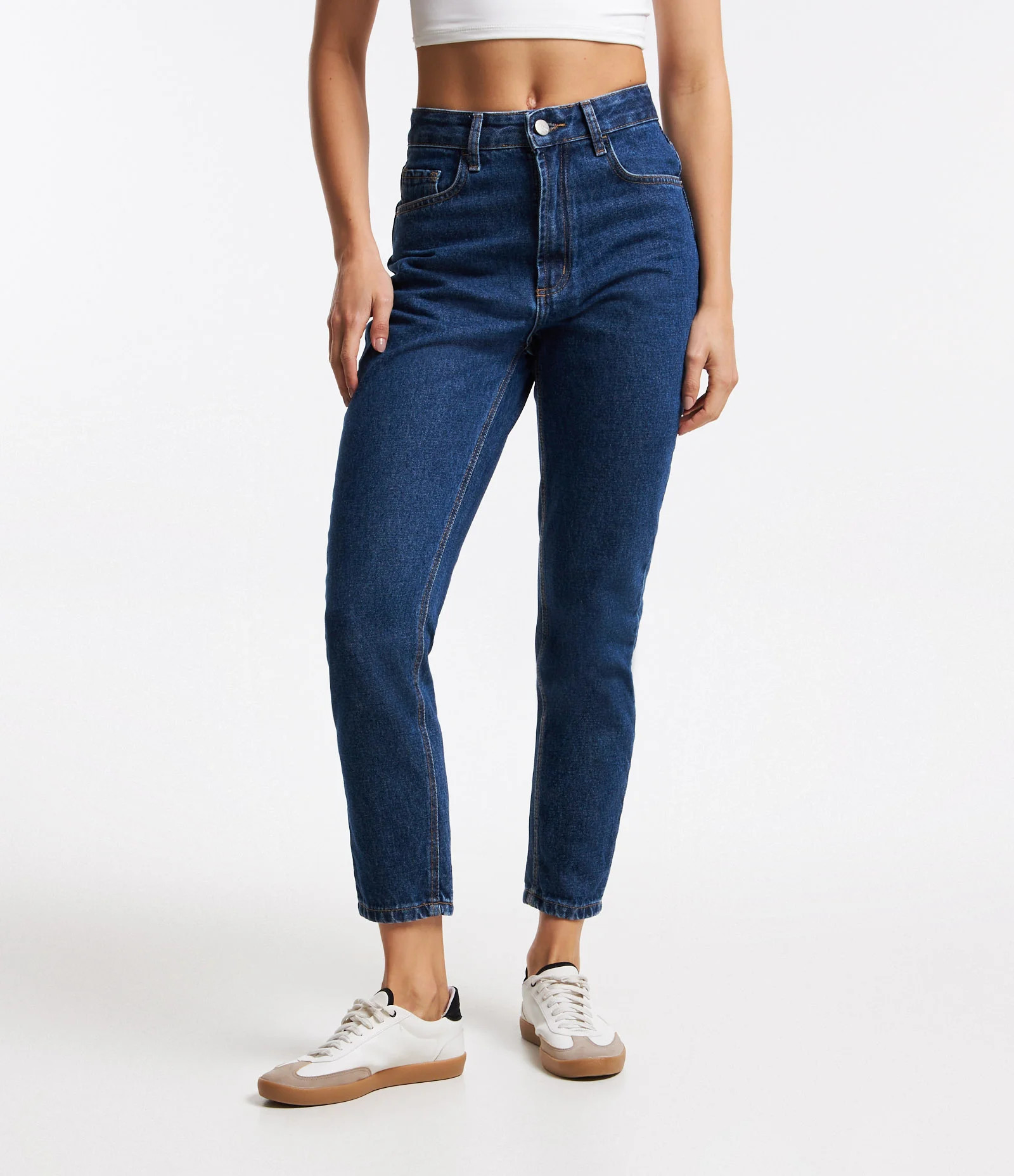 Calça Mom em Jeans com Cintura Alta e Costura Aparente Azul - Lojas Renner | Renner (BR)