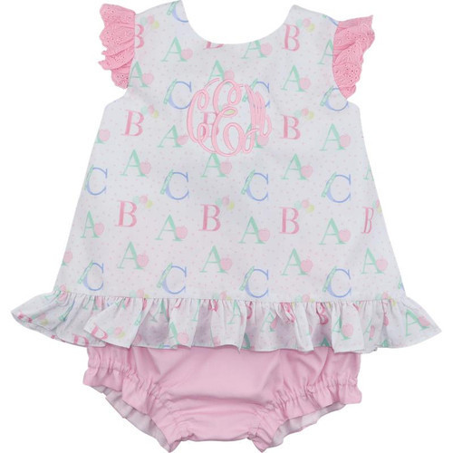 Pink Dot ABC Eyelet Diaper Set | Cecil and Lou