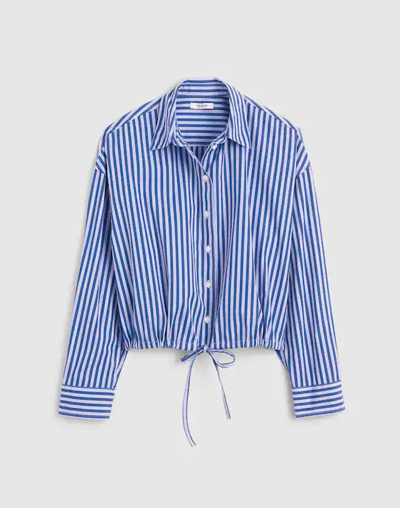 Drawstring Button-Up Shirt in Poplin | Madewell