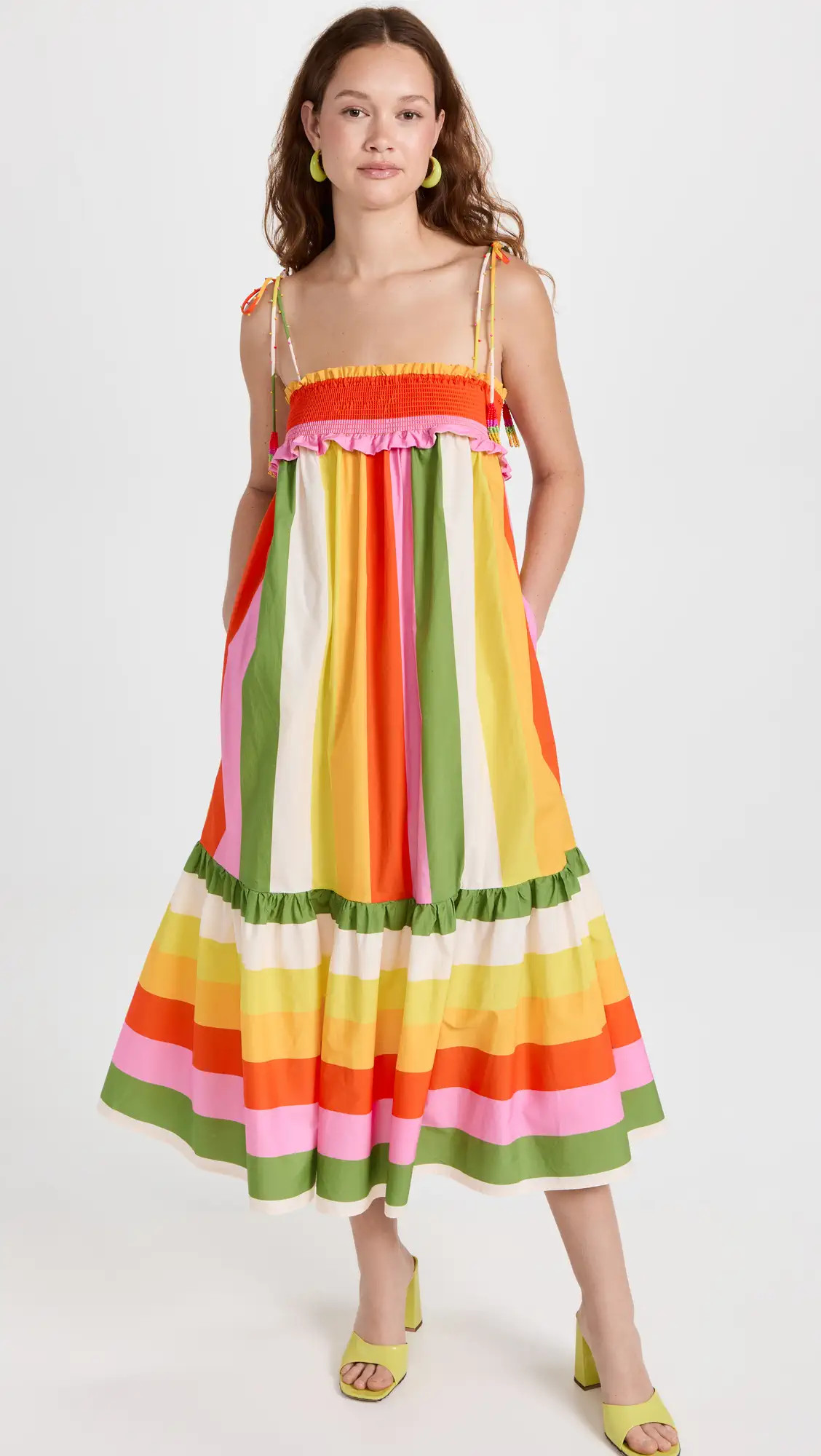 FARM Rio Mixed Neon Floral Red Midi Dress | Shopbop | Shopbop