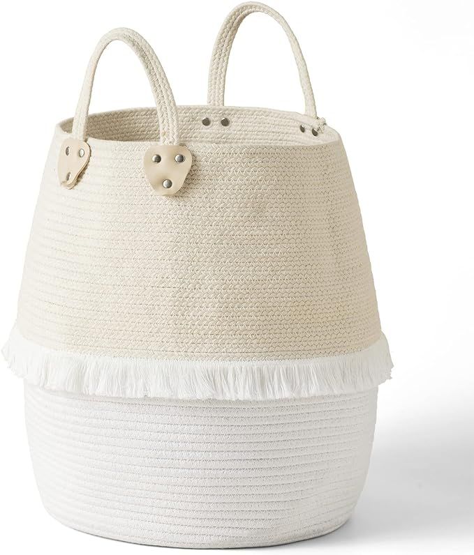 LA JOLIE MUSE Rope Basket Woven Storage Basket - Laundry Basket Large 16 x 15 x 12 Inches Cotton ... | Amazon (US)