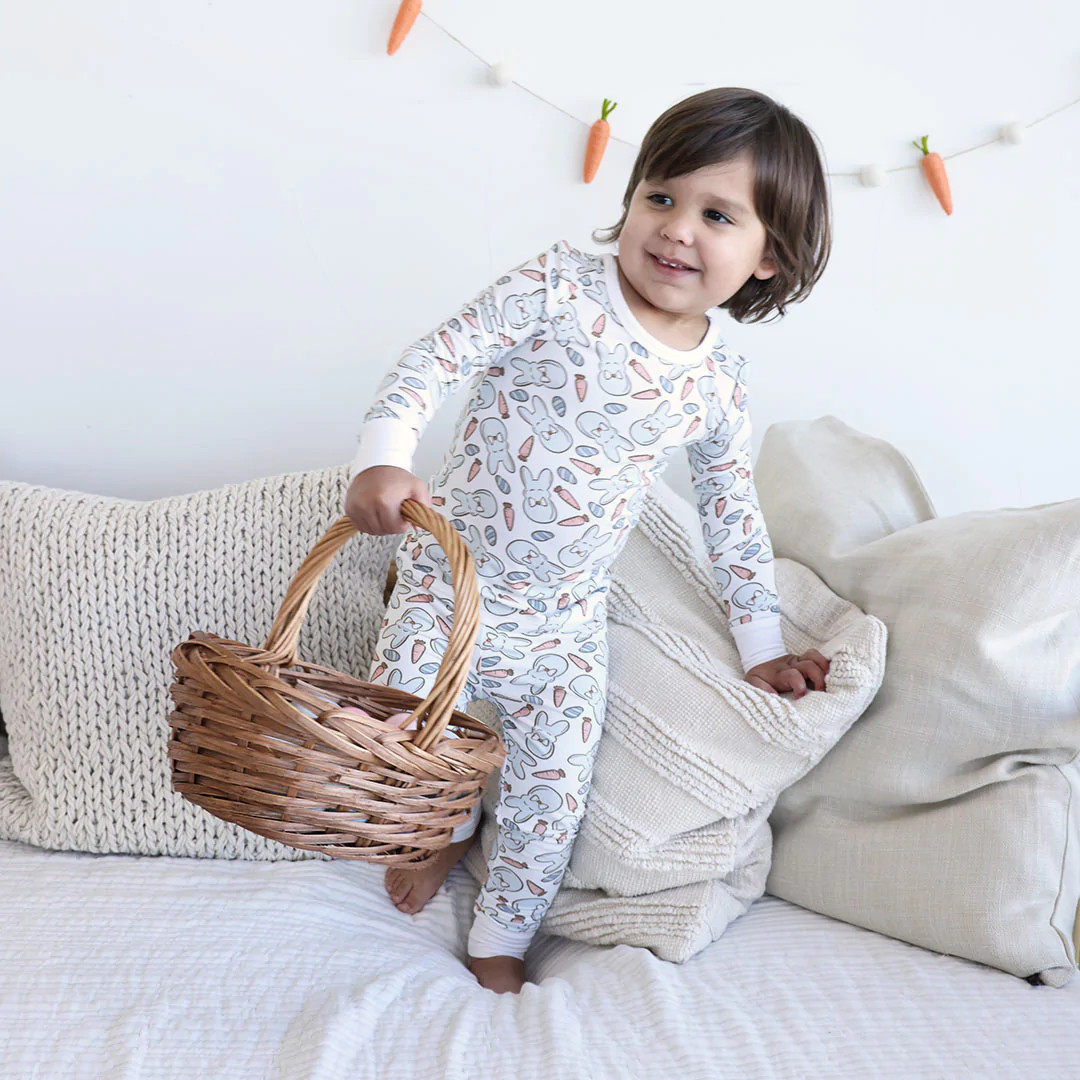 Bunny Love Two Piece Pajama Set | Blue* | Caden Lane