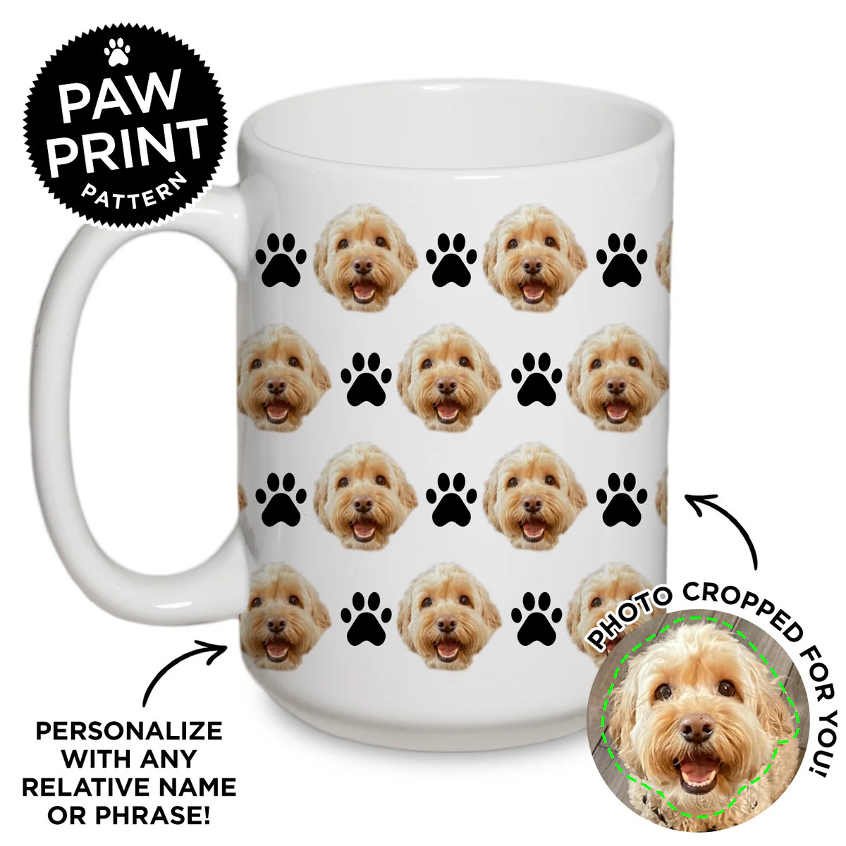 Personalized Paw Pattern Mug | Type League Press