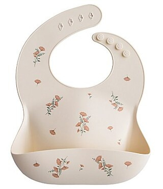 Mushie Pink Flower Print Silicone Baby Bib - Pink Flower | Dillard's