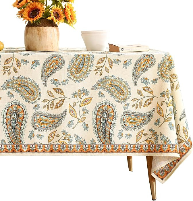patdrea Designer Vintage French Rectangle Table Cloth,Italian Floral Wrinkle Free Farmhouse Table... | Amazon (US)