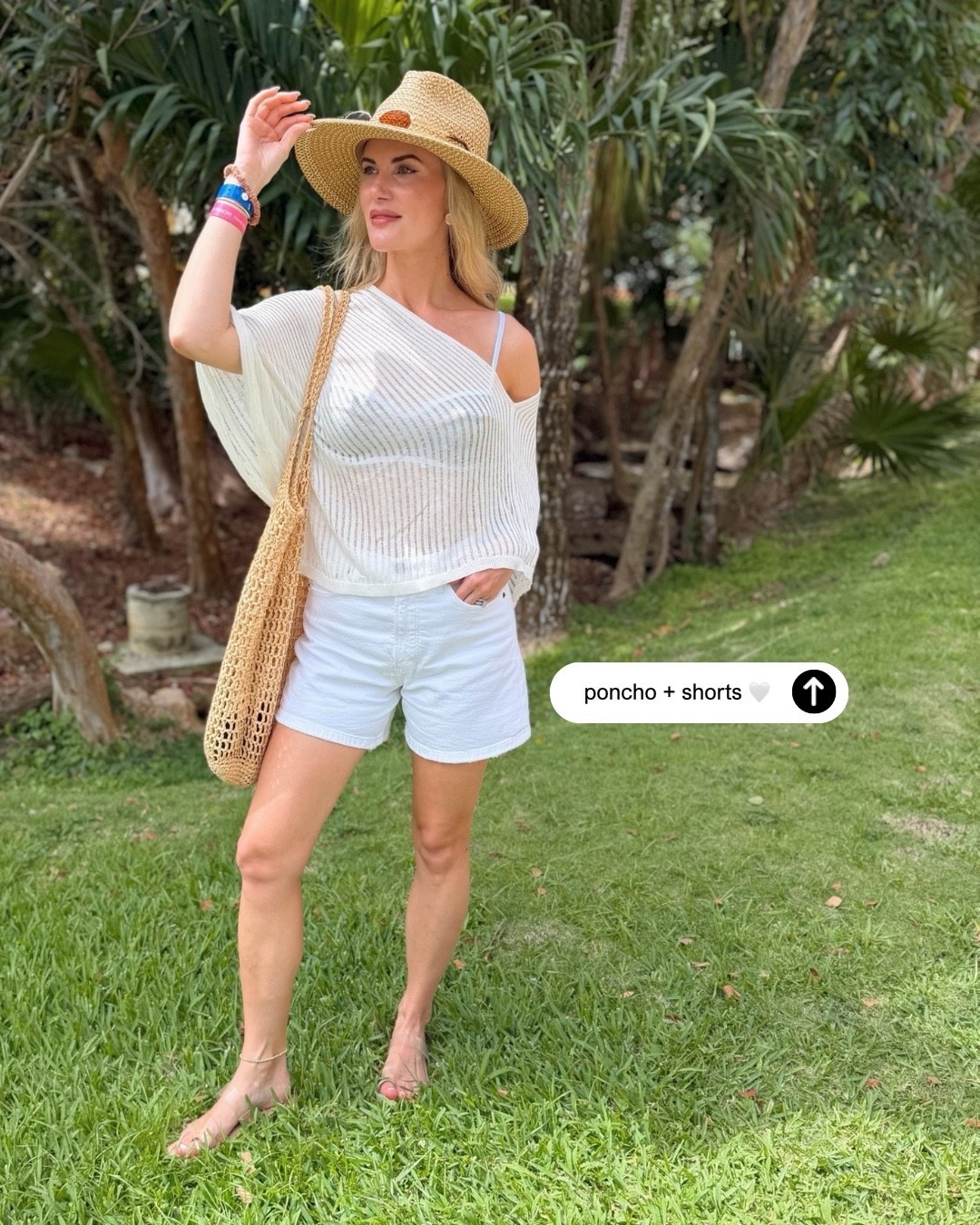 Beach vacation outfit – wearing a small in this poncho swimsuit cover up and bikini. Linking similar shorts. Mine are old from Abercrombie. Take 15% off @Cupshe with code: CAS15 ￼

#LTKTravel #LTKSaleAlert #LTKSwim
