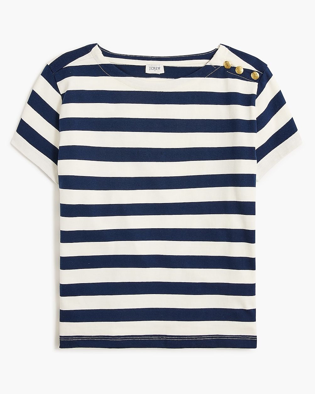 Striped button-shoulder boatneck tee | J.Crew Factory