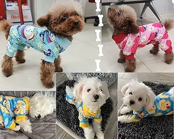 XPUDAC 4 Piece Dog Pajamas for Small Dogs Pjs Clothes Puppy Onesies Outfits for Doggie Christmas ... | Amazon (US)