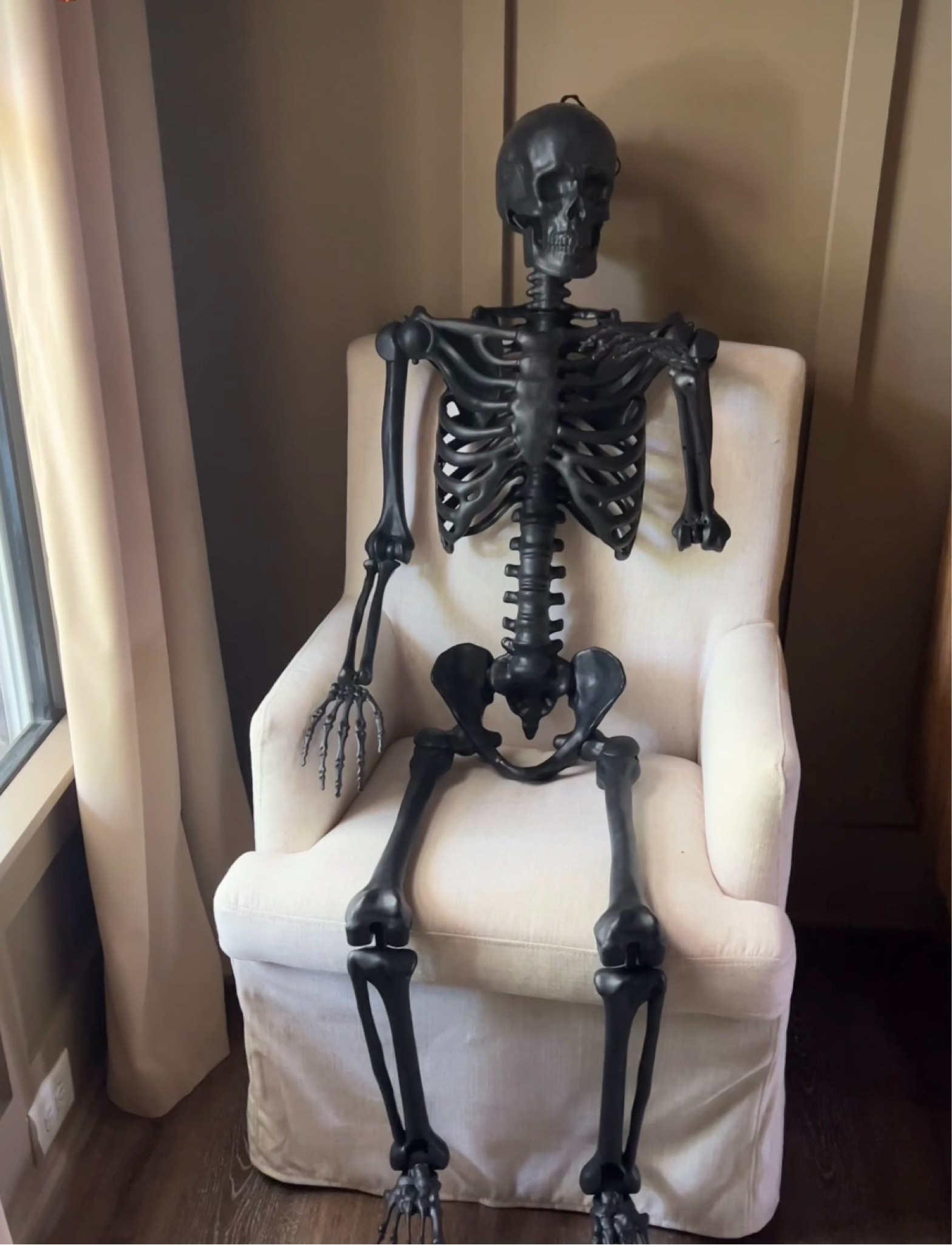 Fun 60” poseable matte black skeletons with lights in their eyes are available from @marshalls and @tjmaxx! 

#LTKHome #LTKSeasonal