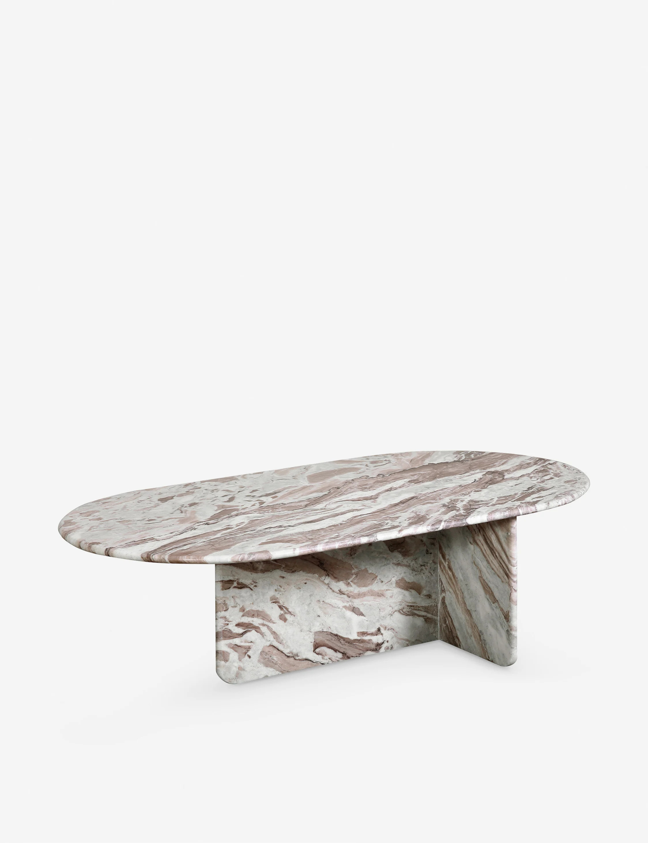 Pereda Oval Coffee Table, Brown Marble | Lulu and Georgia 