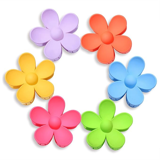 Big Hair Claw Clips Matte Flower Hair Clips Non Slip Cute Hair Catch Barrettes Jaw Clamps 6 Color... | Amazon (US)