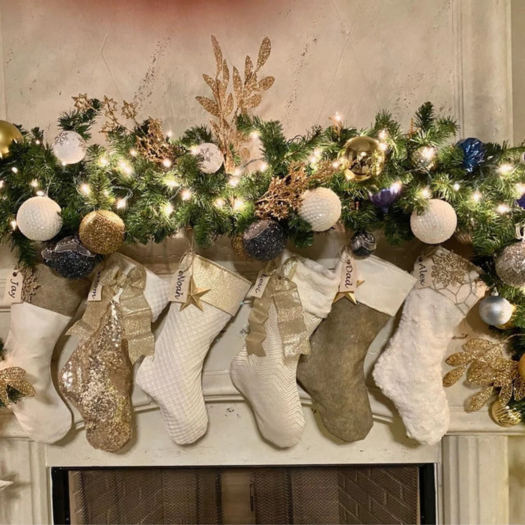 Gold Sparkly Stockings - Choose 1 Stocking - Create Your Own Set - Etsy | Etsy (US)