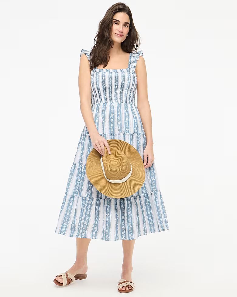 Printed smocked midi dress | J.Crew Factory