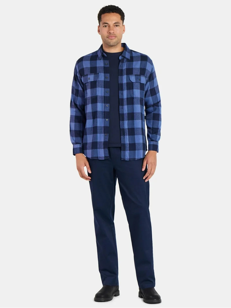 George Men's and Big Men's Double Pocket Flannel Shirt, Sizes XS-3XLT | Walmart (US)