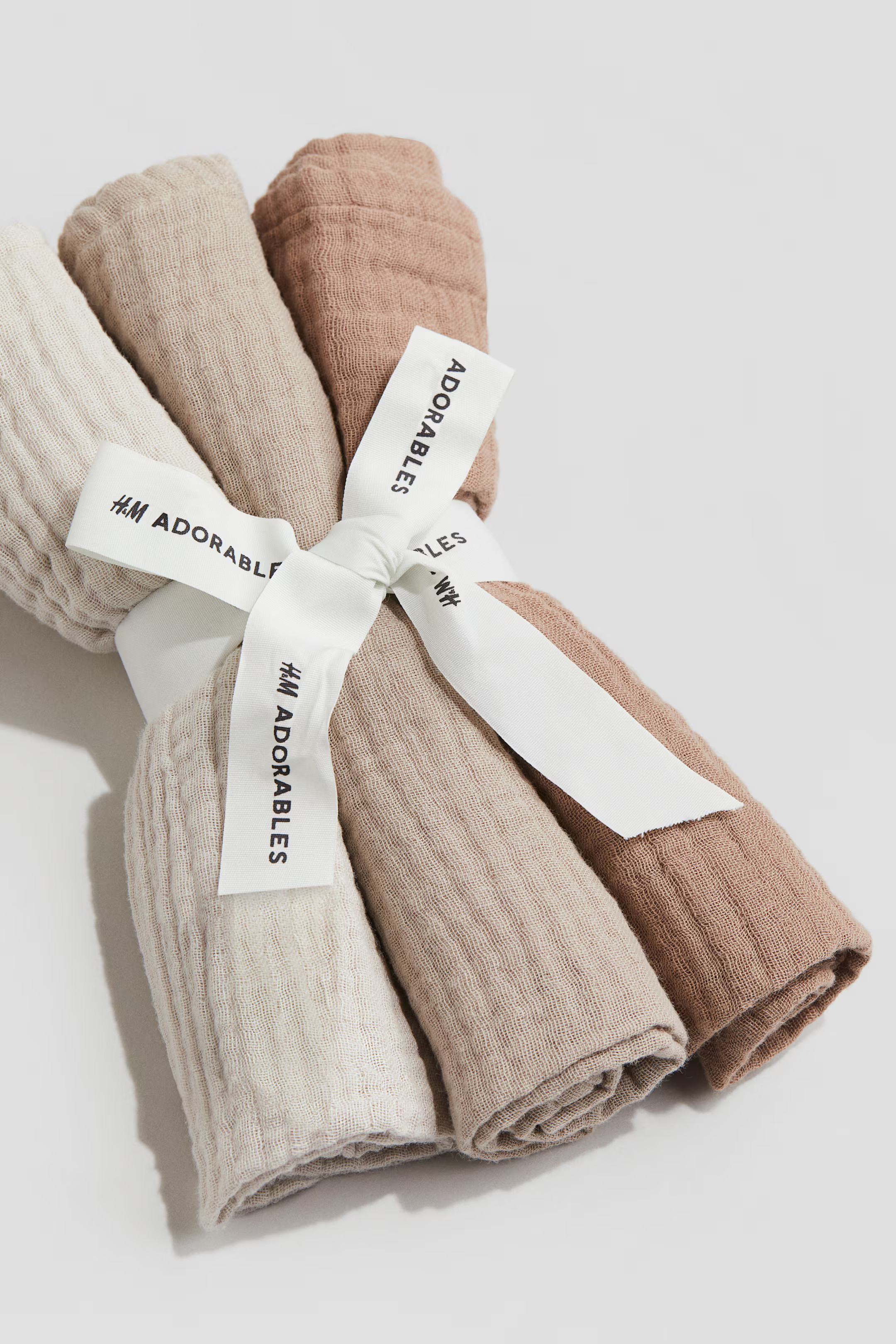 3-pack Small Muslin Cloths - Light taupe/natural white - Home All | H&M US | H&M (US + CA)