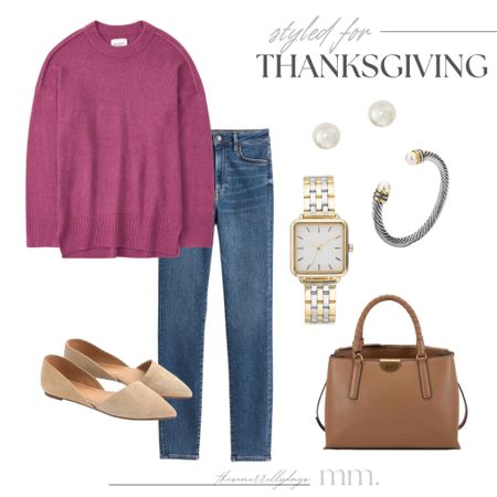 Thanksgiving outfit idea - this pink sweater is so cozy! I size up to a large so it’s like a Free People vibe. I am 5’6” with a long torso- get your normal size or go up one for an extra oversized fit 



#LTKHoliday #LTKSeasonal #LTKunder100