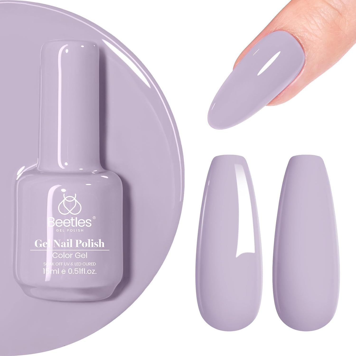 beetles Purple Gel Nail Polish 15 ml Lavender Gel Nail Polish Soak Off LED UV Lamp Purple Gray Gel Nail Polish DIY Manicure Decoration Nail Art Design Salon at Home Gifts for Women | Amazon (US)