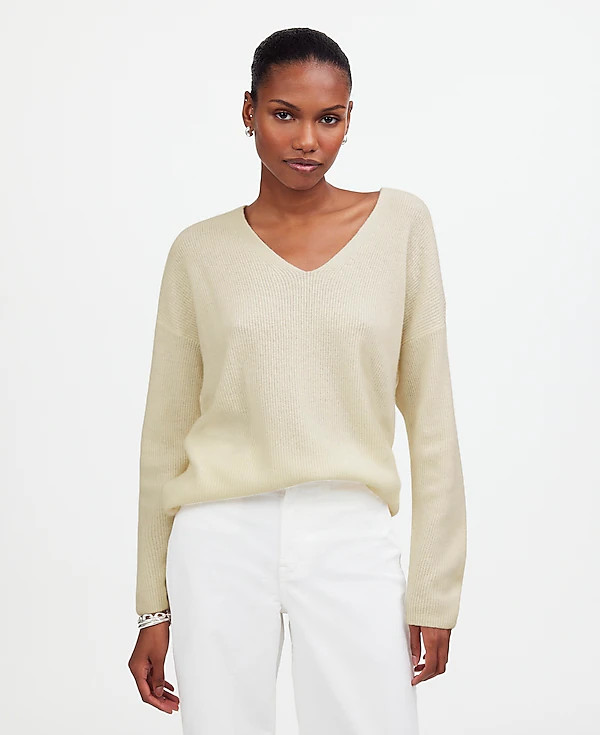 Ribbed Cashmere V-Neck Sweater | Madewell