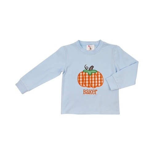 Blue Knit Applique Pumpkin Shirt - Shipping Early September | Cecil and Lou