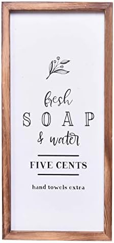 Farmhouse Bathroom Decor - Modern Rustic Wall Art Home Decor - Free Soap and Water - Cute and Fun... | Amazon (US)