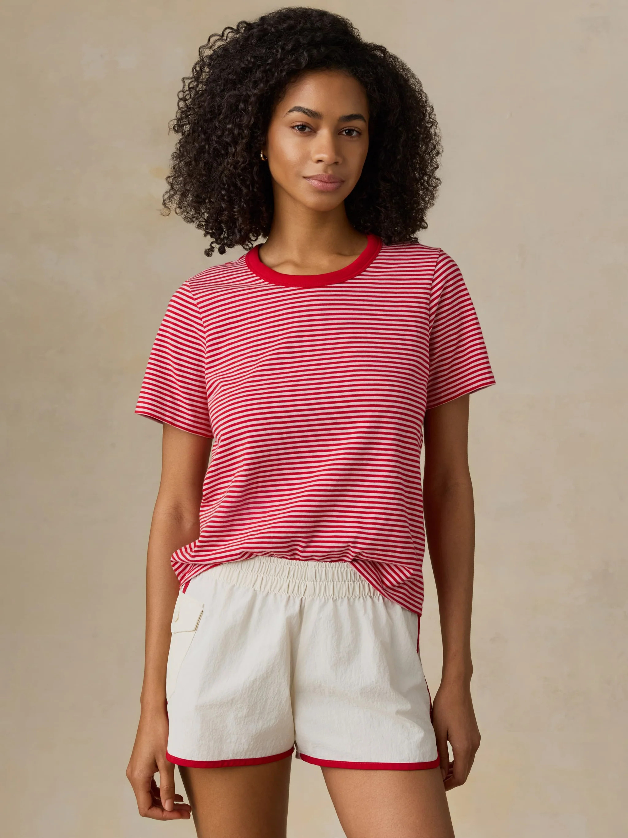 Sunwashed Regenerative Tee - Fuchsia Stripe | Faherty
