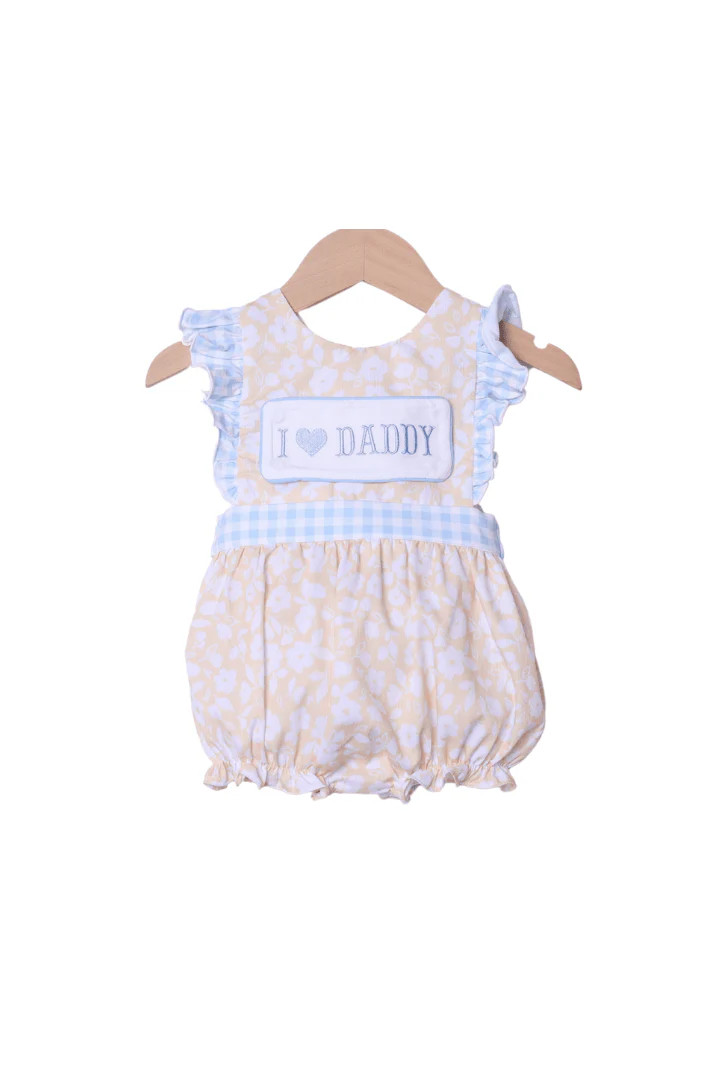 I Love Mama/Daddy Interchangeable Yellow Floral Bubble | The Smocked Flamingo