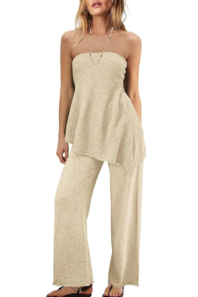 Panadila Womens Off Shoulder Sweater Set 2 Piece Outfits Summer Vacation Knit Matching Lounge Set... | Amazon (US)