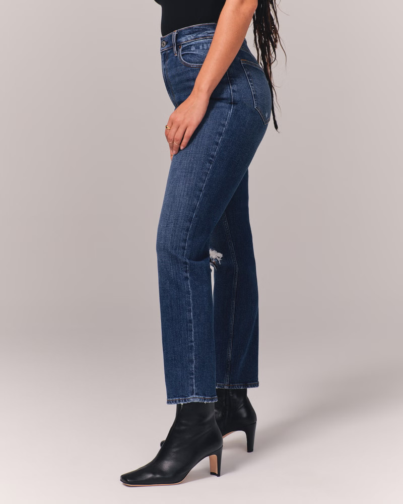 Women's Curve Love Ultra High Rise Ankle Straight Jean | Women's Bottoms | Abercrombie.com | Abercrombie & Fitch (US)