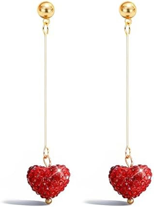 Valentines Earrings for Women Galentines Gifts Red Pink Heart Rhinestone Dangle Valentines Day Ou... | Amazon (US)