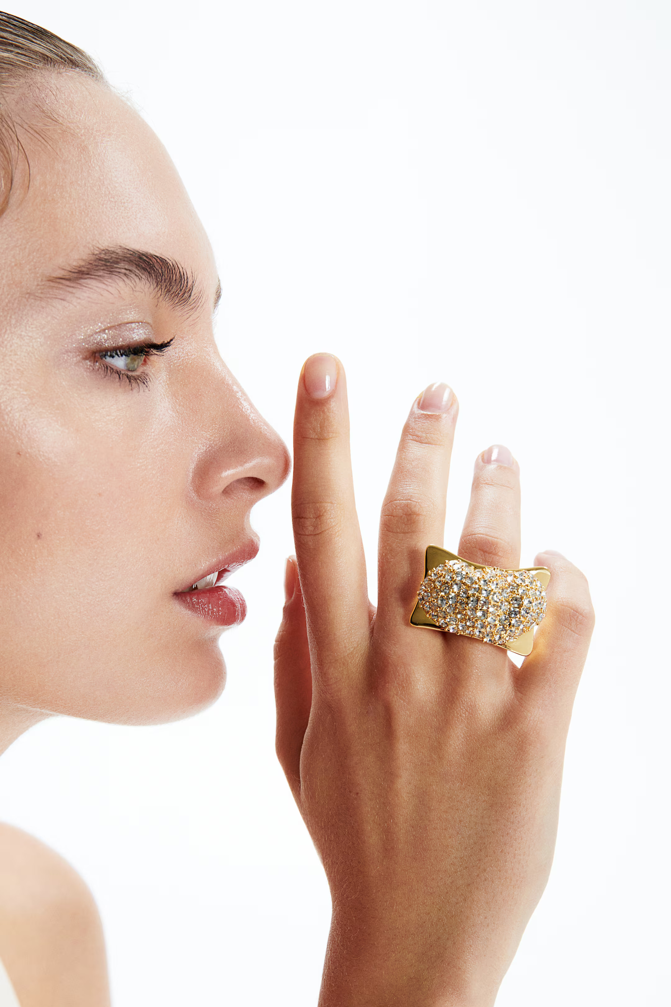 Chunky Rhinestone-Embellished Ring | H&M (US + CA)