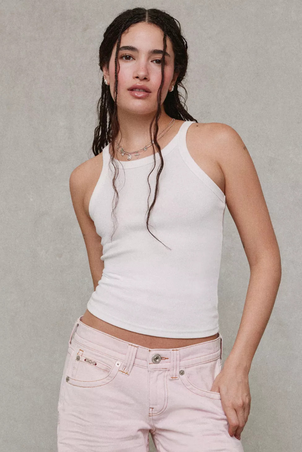 BDG Off-Duty Ribbed Round Neck Tank Top in Black, Women's at Urban Outfitters | Urban Outfitters (US and RoW)