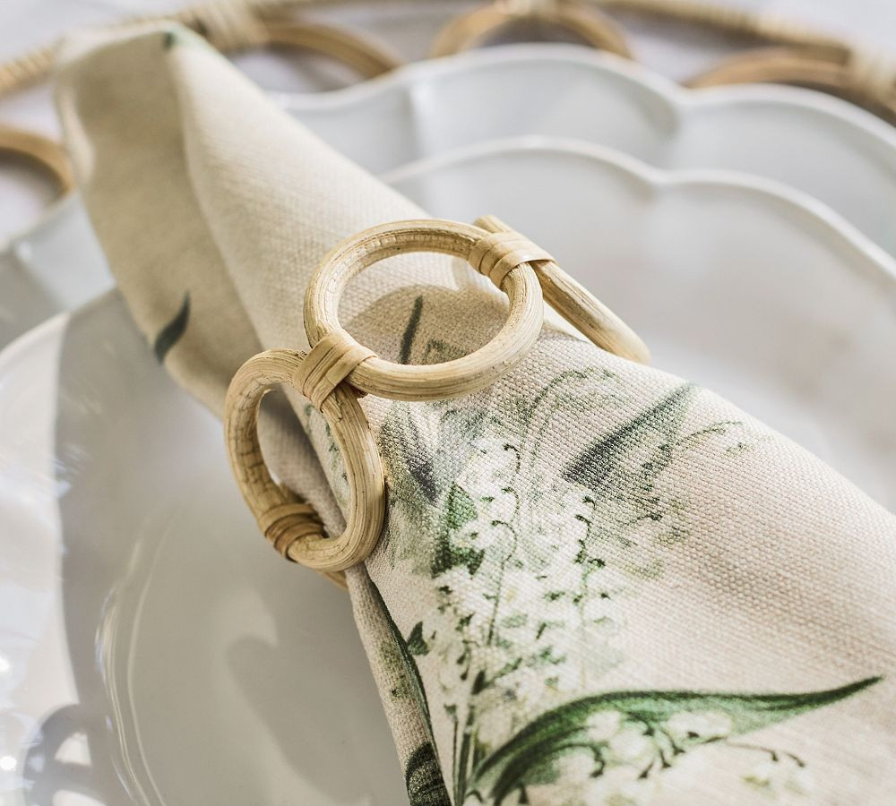 Monique Lhuillier Antibes Handwoven Wicker Napkin Rings - Set of 4 | Pottery Barn (US)