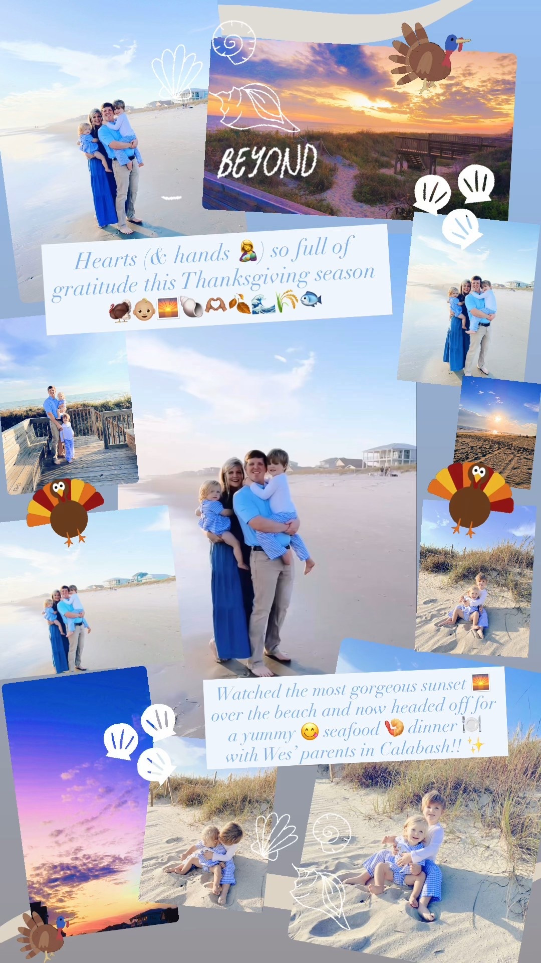 Hearts (& hands 🤱) so full of gratitude this Thanksgiving season 🦃👶🏼🌅🐚🫶🏽🍂🌊🌾🐟

Watched the most gorgeous sunset 🌅 over the beach and now headed off for a yummy 😋 seafood 🍤 dinner 🍽️ with Wes’ parents out in Calabash!! ✨

#LTKFamily #LTKBaby #LTKTravel