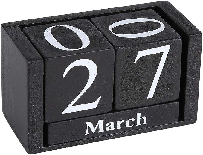 YosooXX European Perpetual Wooden Calendar Desktop Block Wood Calendar DIY Yearly Planner Desk Of... | Amazon (US)