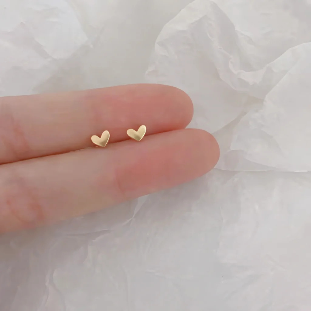 Tiny Gold Heart Studs | Erin McDermott Jewelry