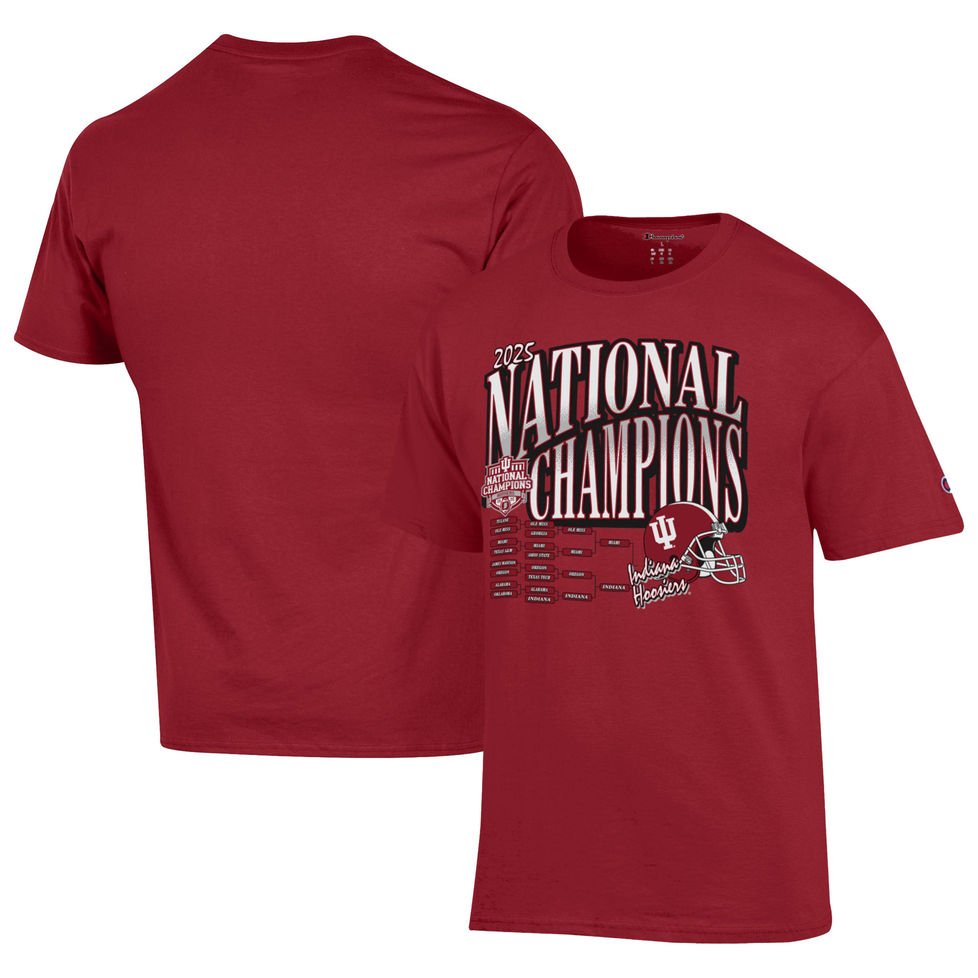 Men's Champion Crimson Indiana Hoosiers College Football Playoff 2025 National Champions Bracket T-Shirt | Fanatics