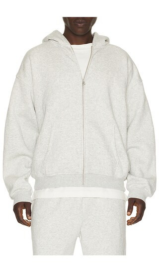 SKIMS Fleece Lounge Relaxed Zip Up Hoodie in Grey. - size S | Revolve Clothing (Global)