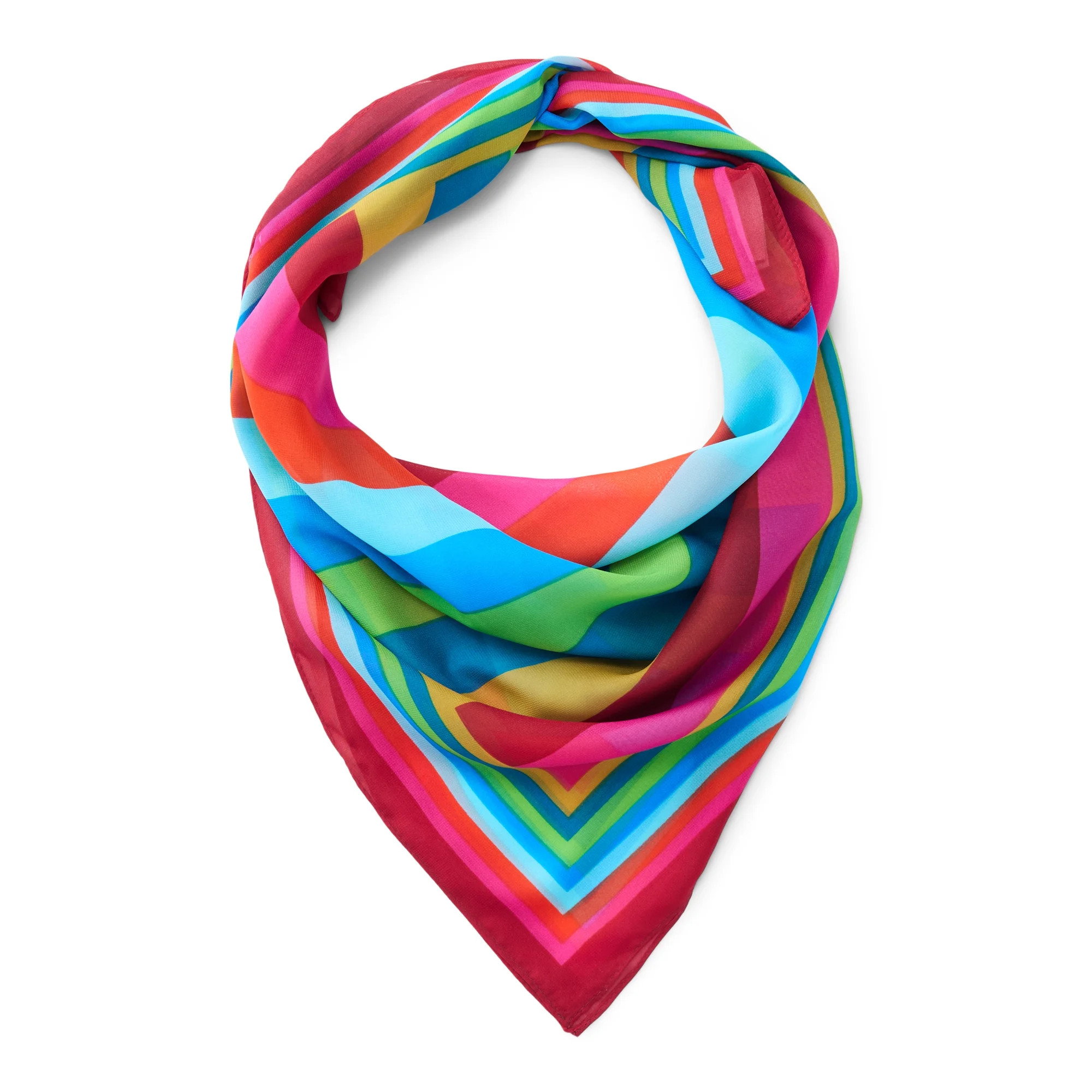 Time and Tru Women's Striped Multicolor Scarf Large Square Lightweight | Walmart (US)