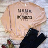 Hotmess Mama Bella+Canvas Drop Shoulder Fleece Line Sweatshirt | Etsy (US)